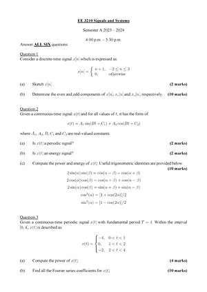 EE3210 Merged Exercises - In-Class Exercise 1 1. Consider a discrete ...