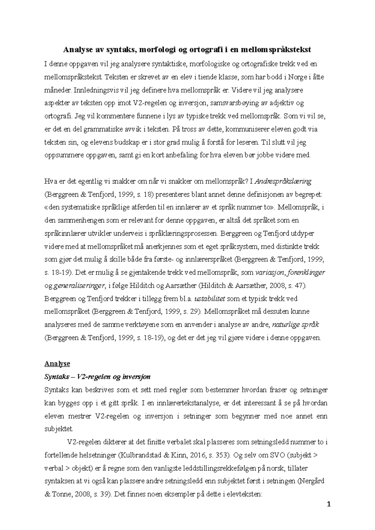 Kvalifiseringsoppgave NOAS1100 Høst-22 - Analyse Av Syntaks, Morfologi ...