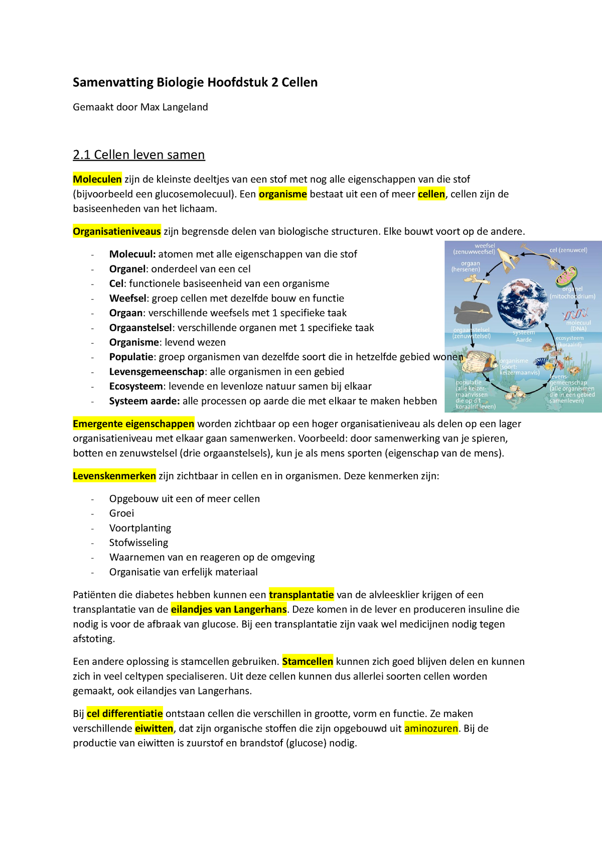 Biologie Samenvatting H2 Cellen Nectar Biologie Samenvatting Biologie Hoofdstuk 2 Cellen 4853