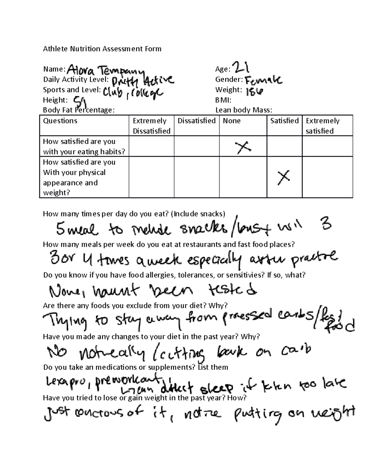 Universal Assessment Chart