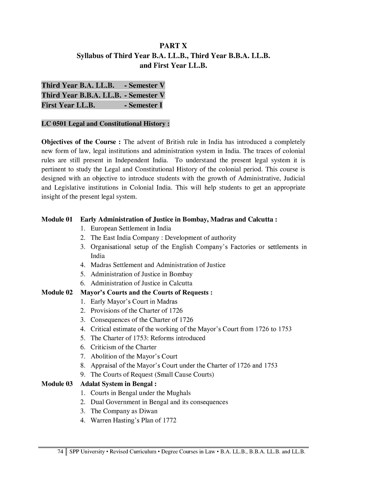 B.A.LL.B. 5th Sem Syllabus As Amended In July 2019 16 - PART X Syllabus ...