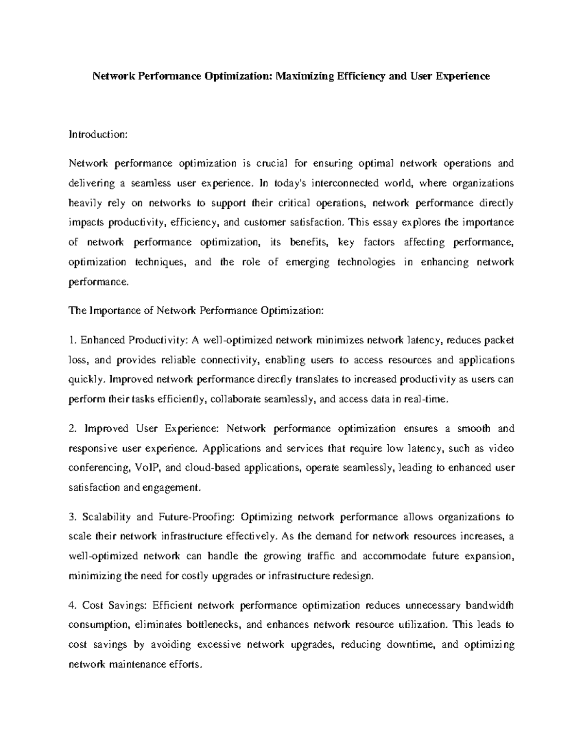 View of Network Performance Optimization - In today's interconnected world ...