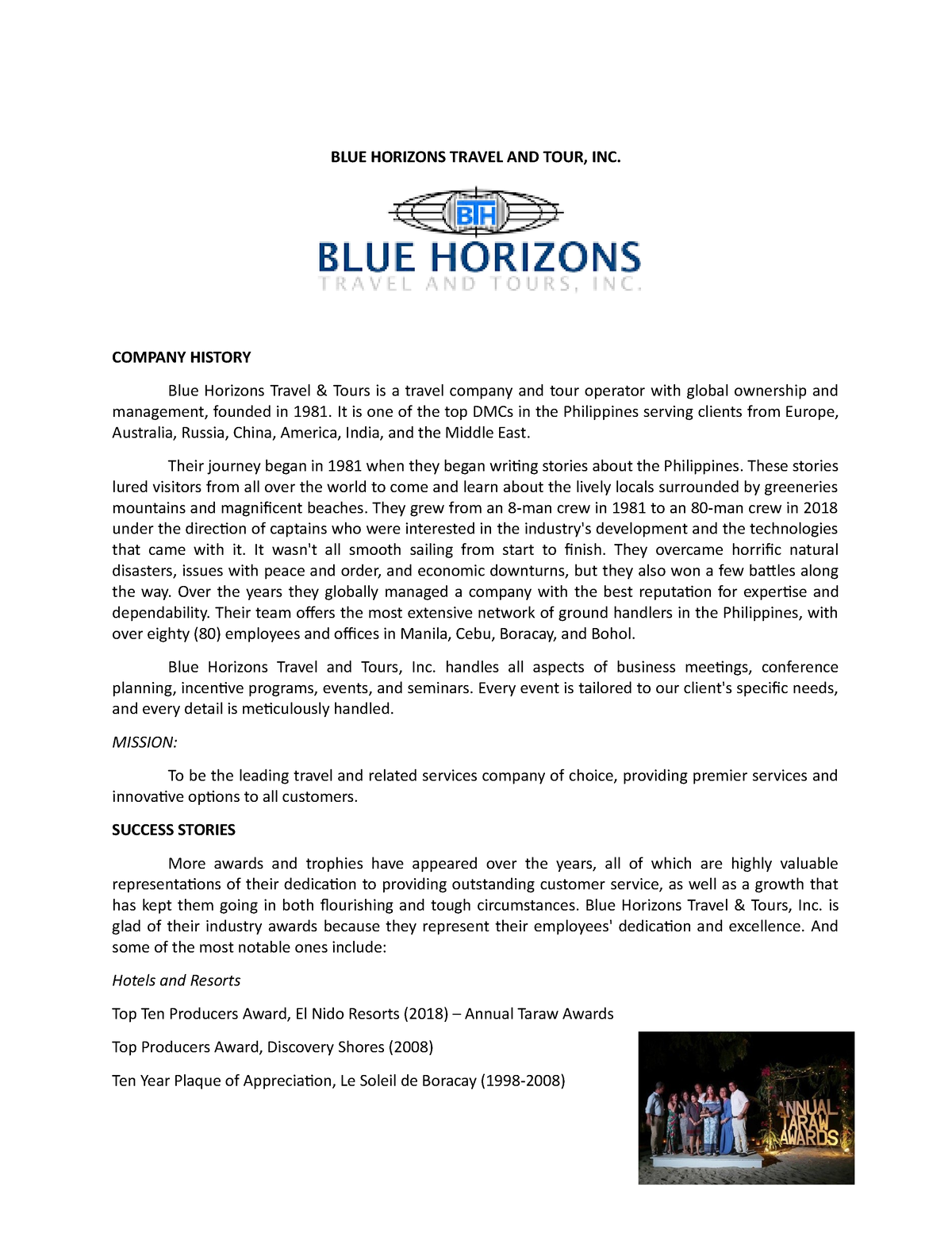 blue horizons travel and tours