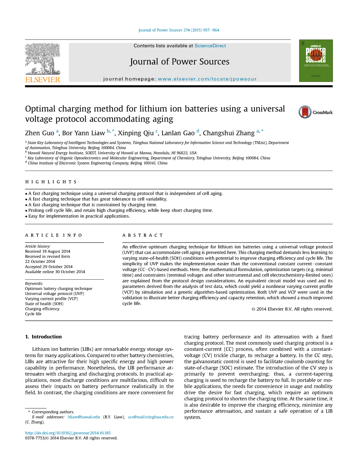 Optimal Charging Method For Lithium Ion Batteries Using A Universal ...