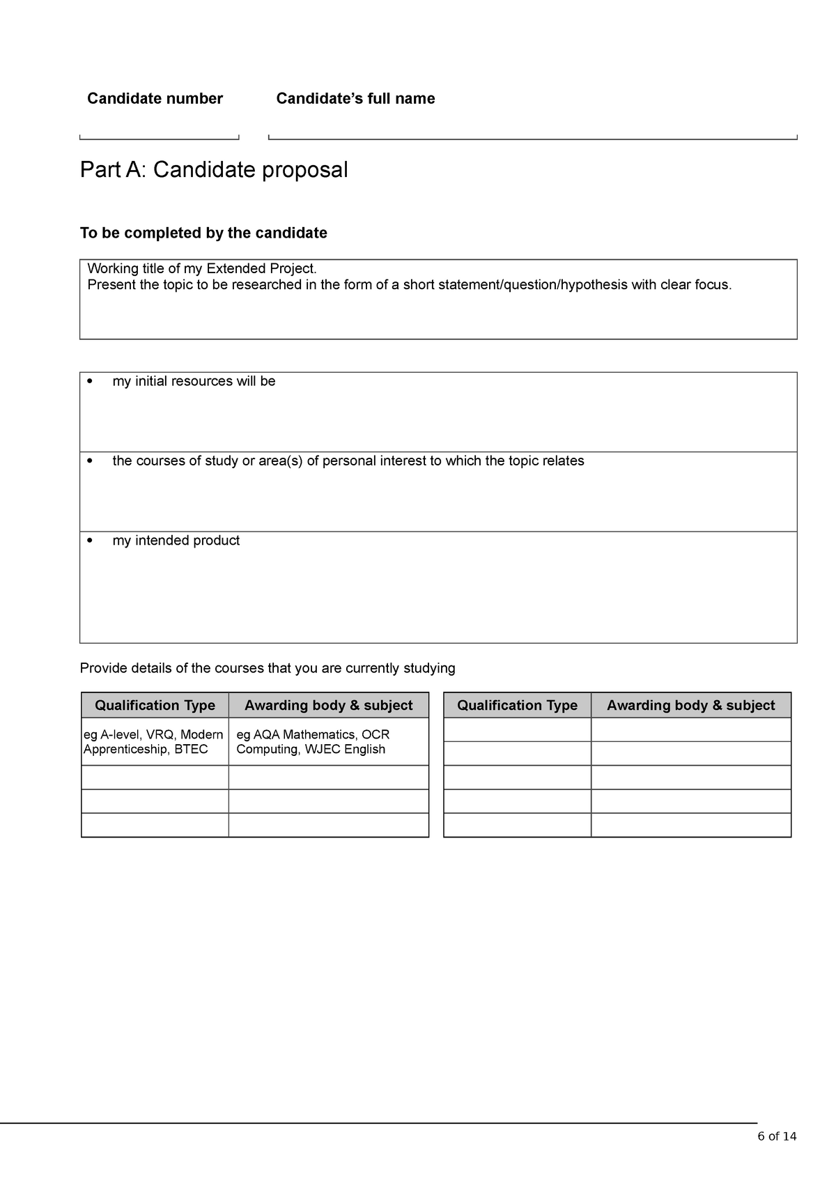 Epq Candidate Proposal Example