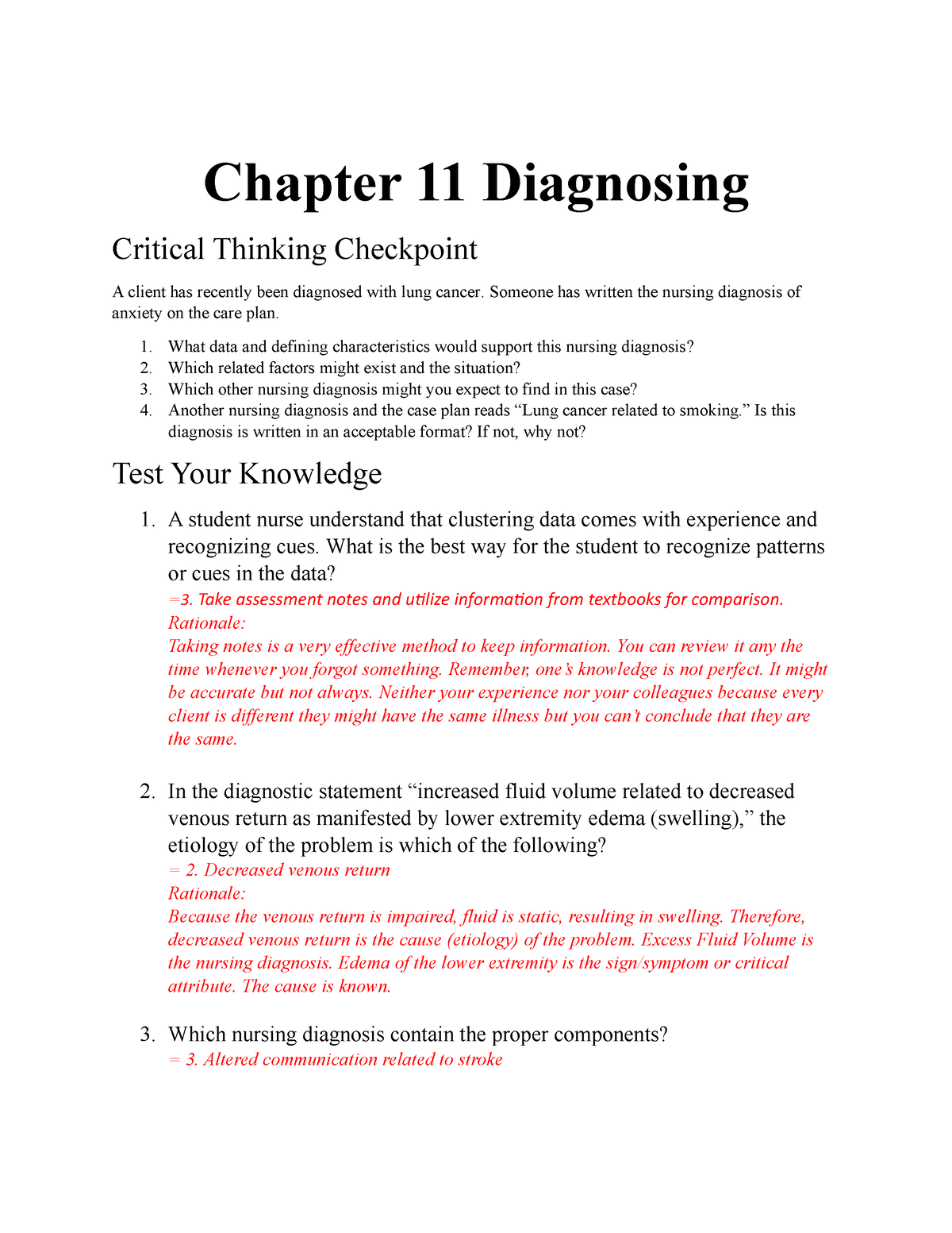 Chapter 11 Diagnosing - Chapter 11 Diagnosing Critical Thinking ...