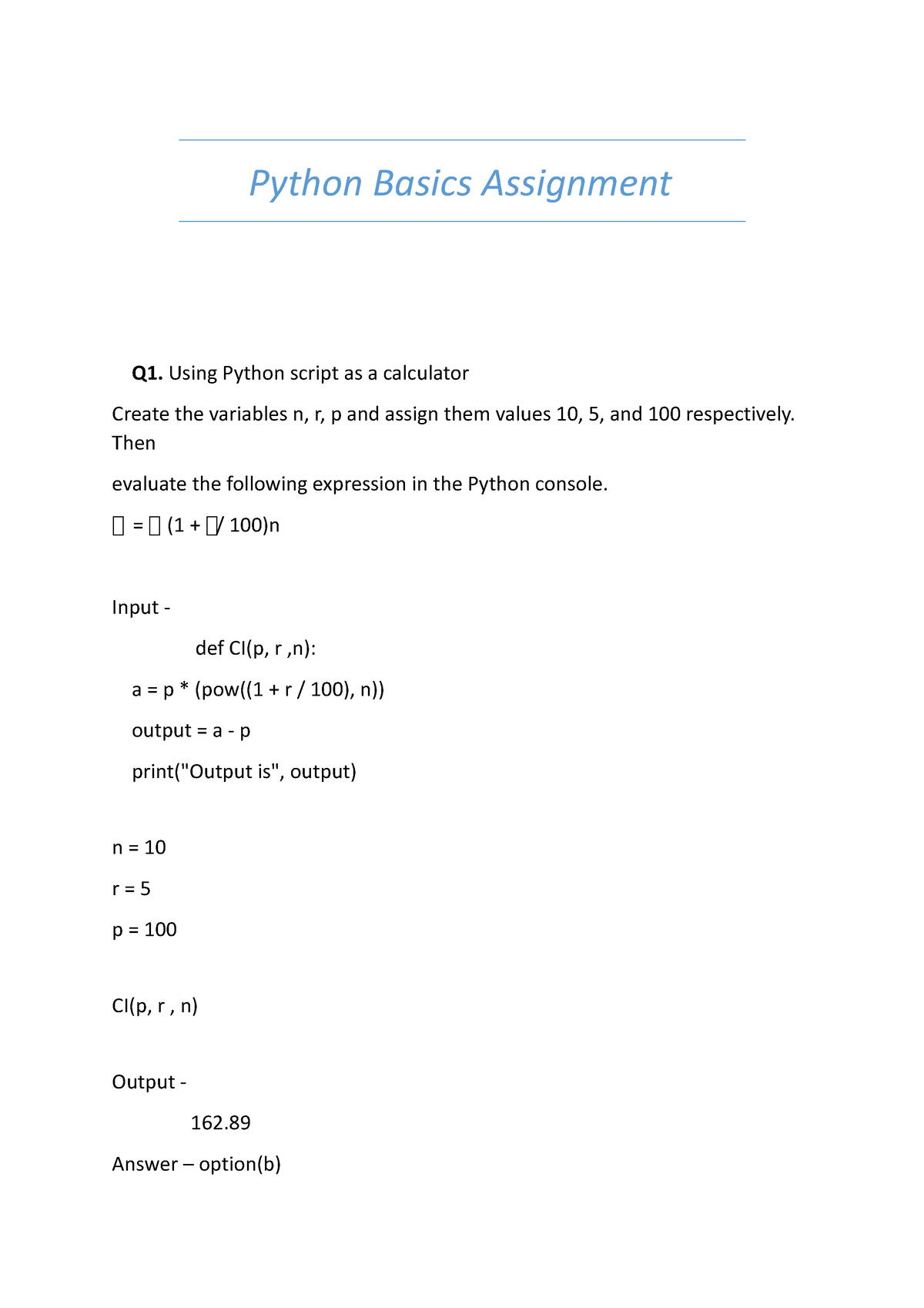 python assignment copy