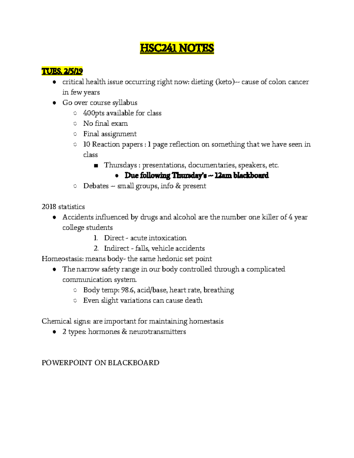 Hsc241 critical health issues Notes HSC241 NOTES TUES. 2/5/ critical