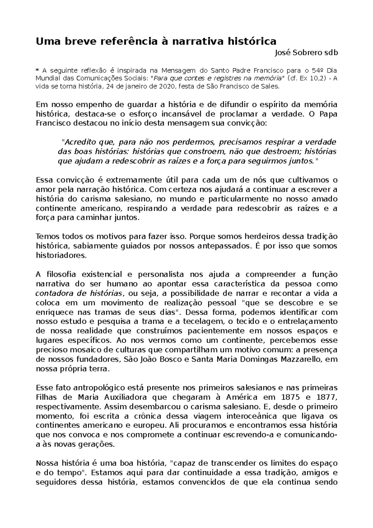 Uma breve referência à narrativa histórica - Uma breve referência à ...