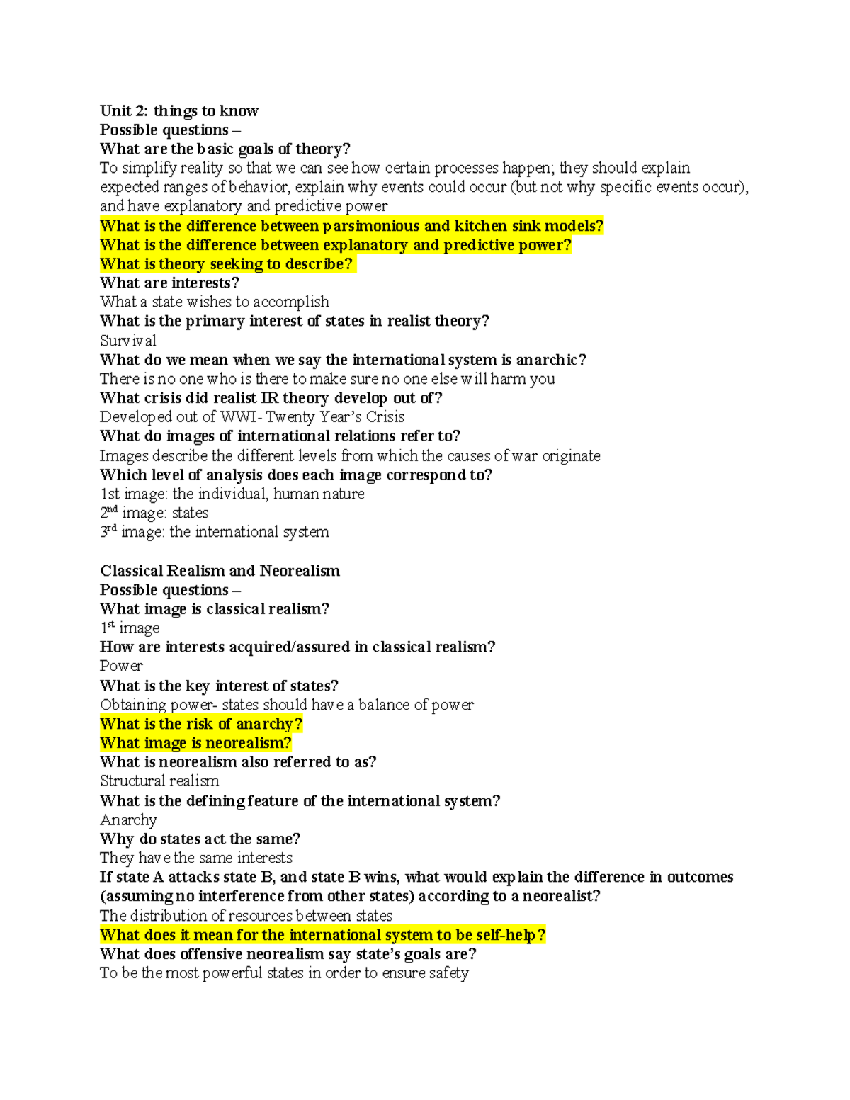 PSC 204 Unit 2 Study Guide - Unit 2: things to know Possible questions ...