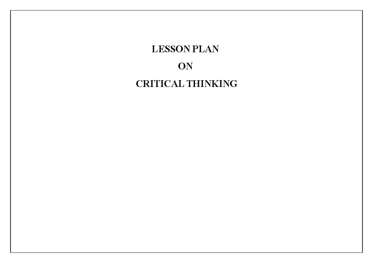 critical thinking what learnings i have found in this lesson