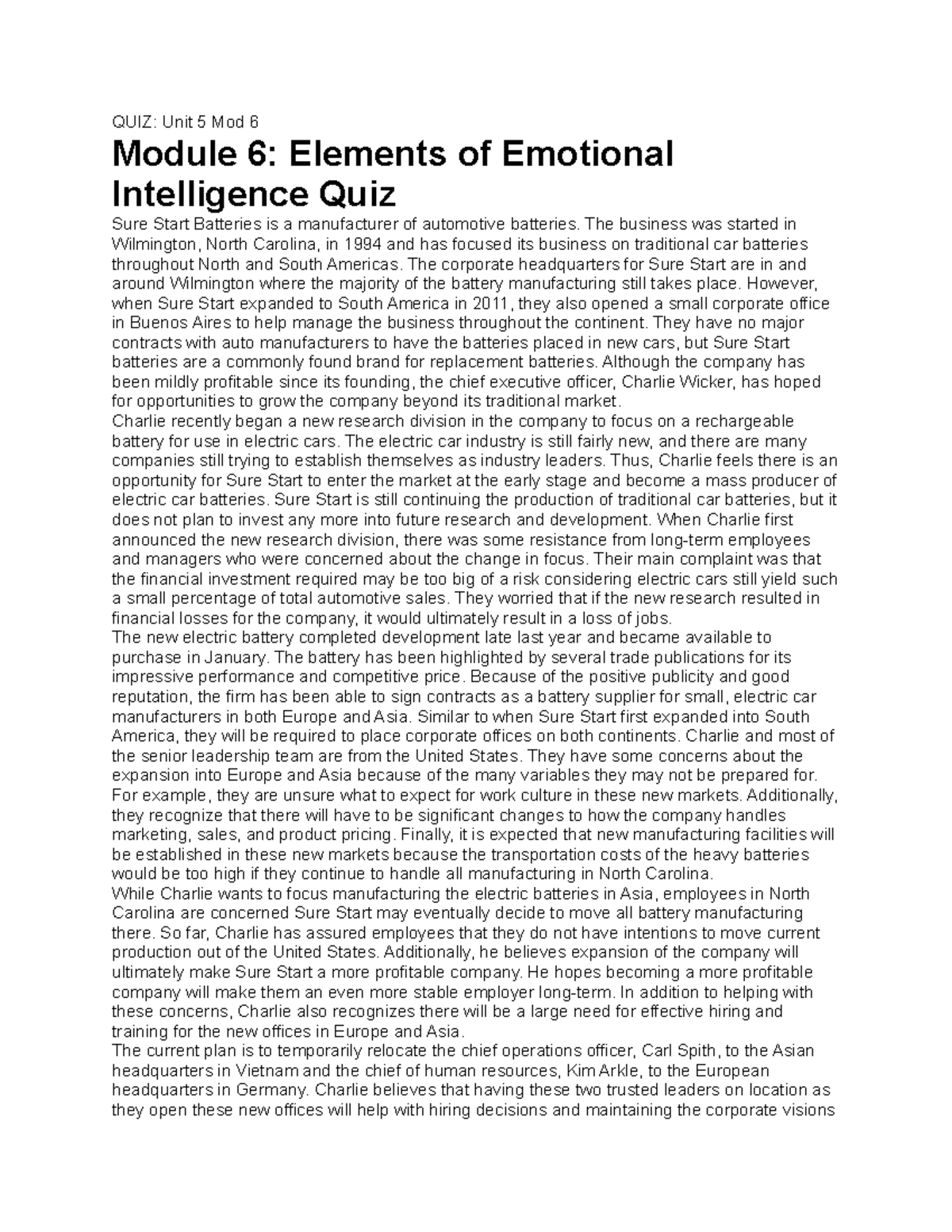 QUIZ Unit 5 Mod 6 D072 QUIZ Unit 5 Mod 6 Module 6 Elements Of 