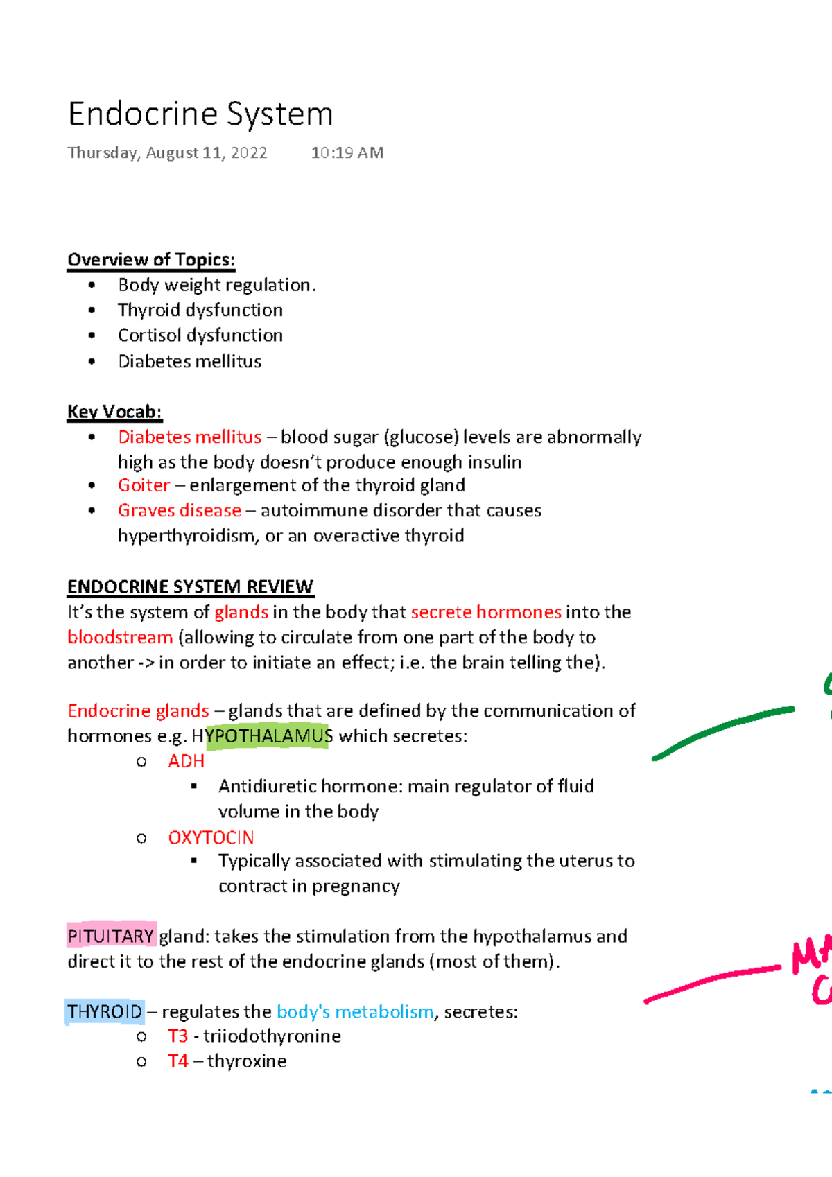 endocrine system thesis topics