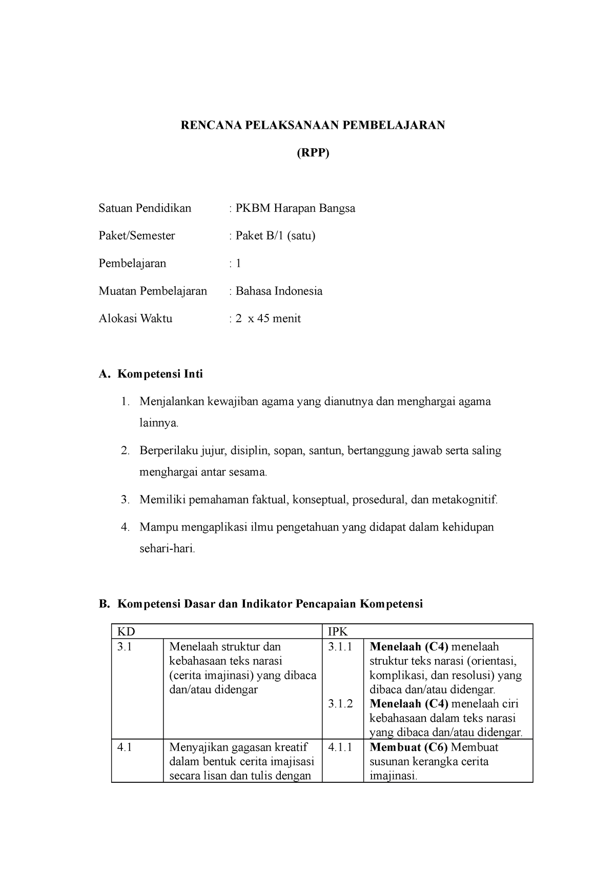 RPP - Rpp - RENCANA PELAKSANAAN PEMBELAJARAN (RPP) Satuan Pendidikan ...