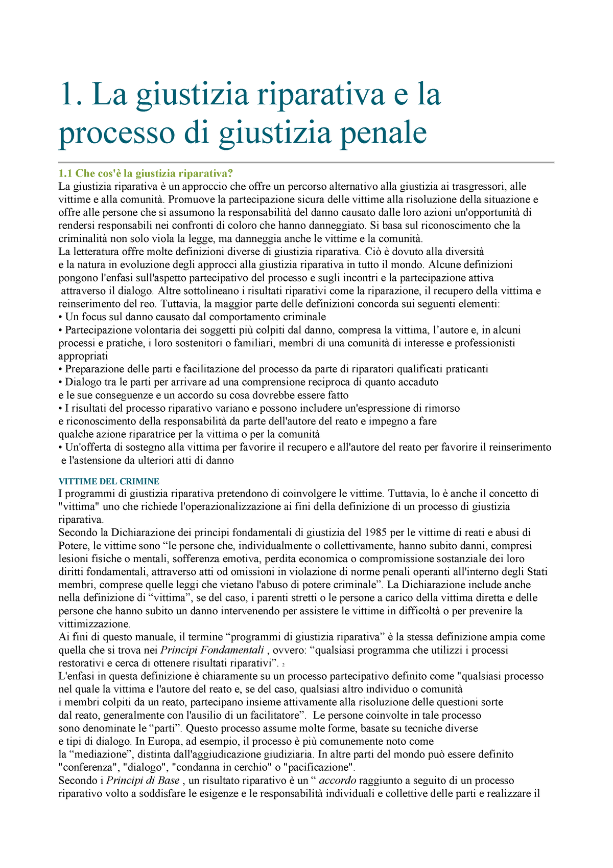 Handbook Di Giustizia Riparativa - 1. La Giustizia Riparativa E La ...