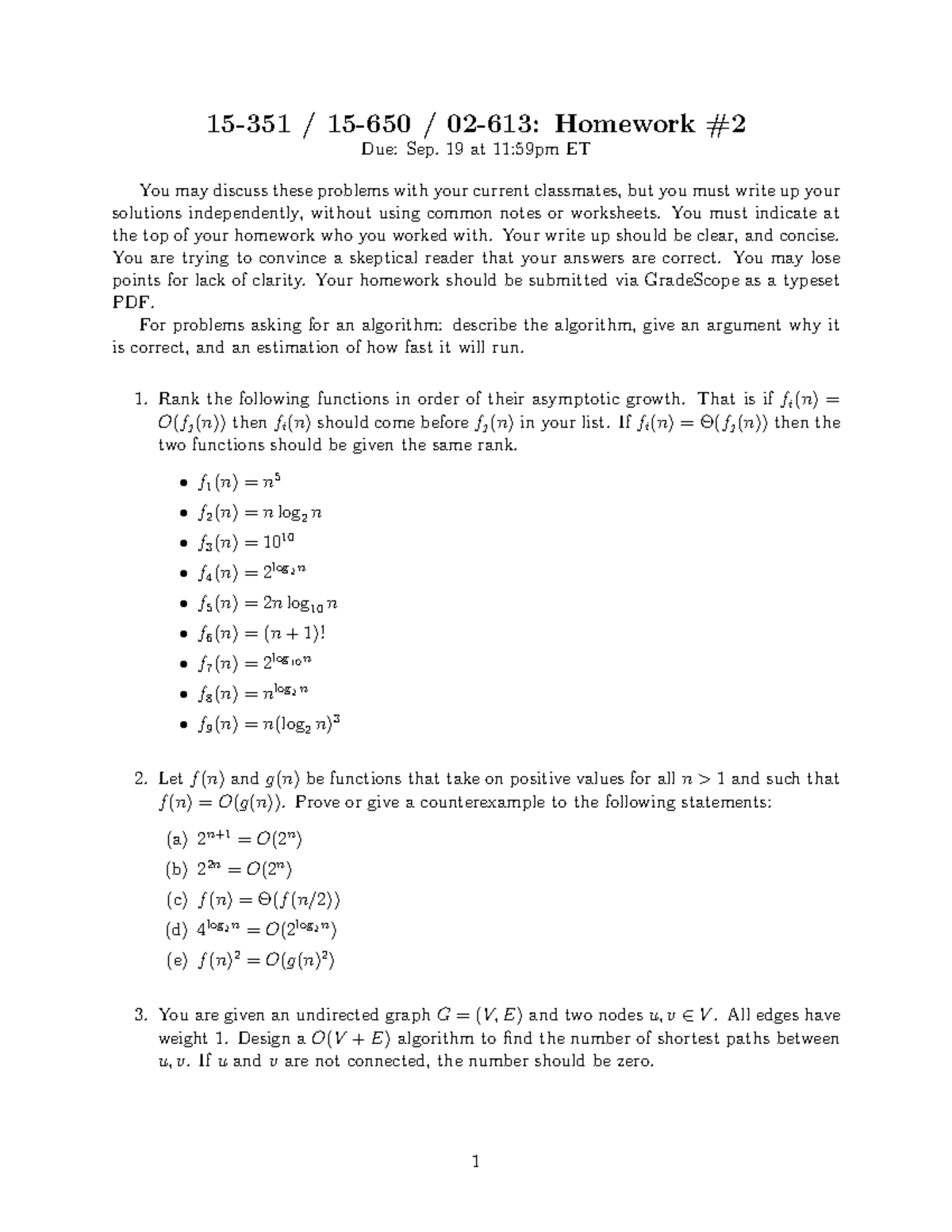 Hw2 Hw2 Algorithms And Advanced Data Structures Cmu Studocu
