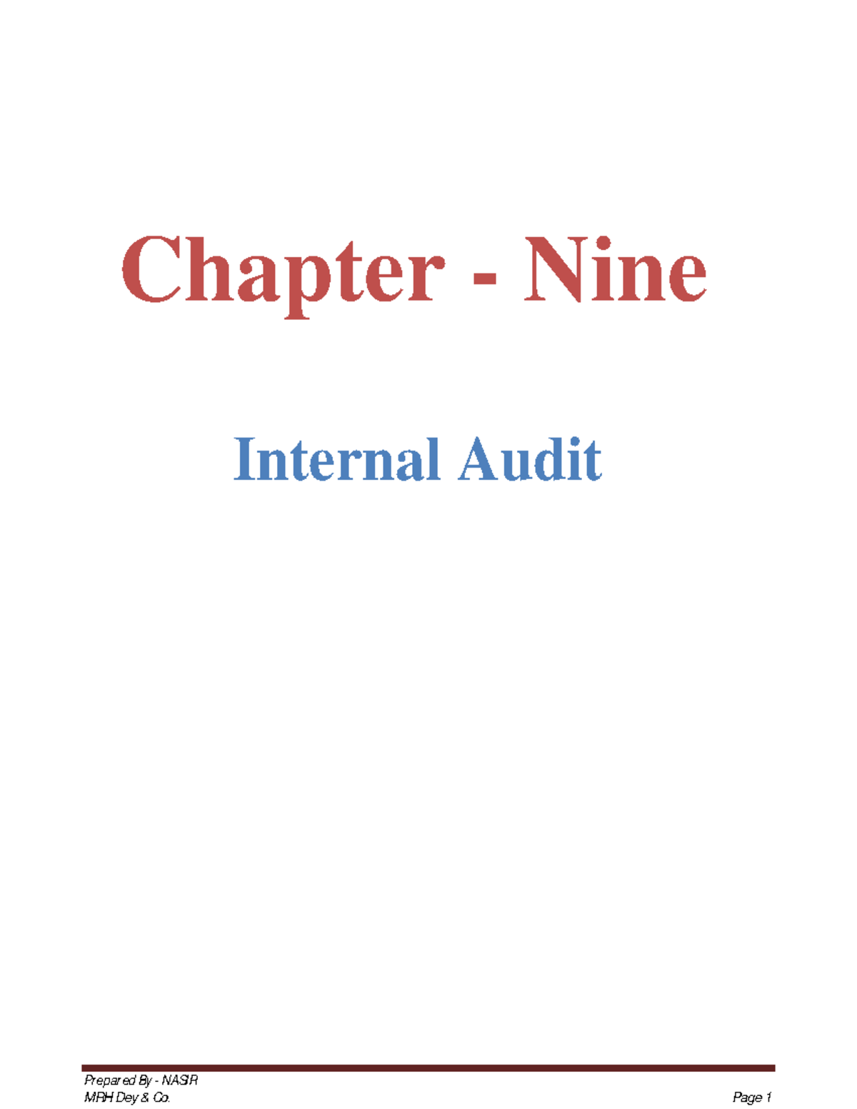 Chapter 9 - assurance book pdf - Chapter - Nine Internal Audit Pr epar ...