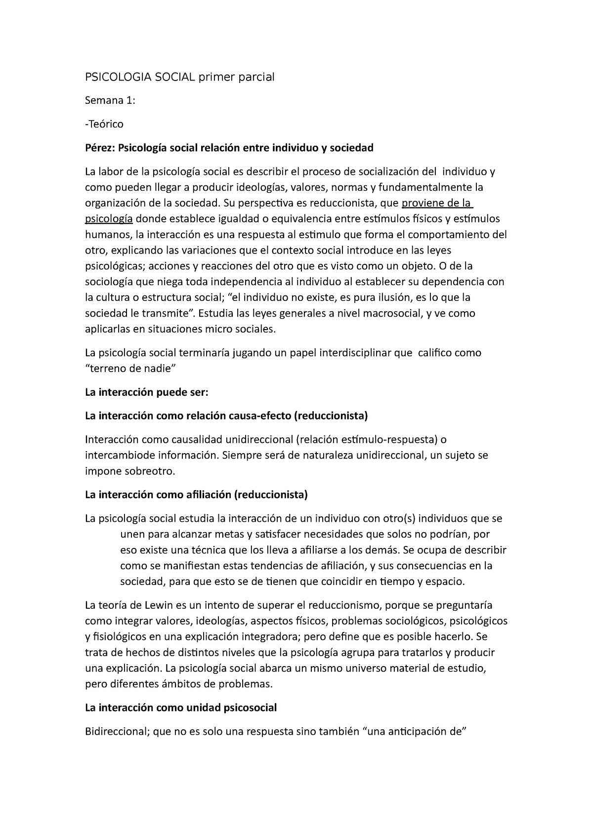 Psicologia Social Primer Parcial - PSICOLOGIA SOCIAL Primer Parcial ...