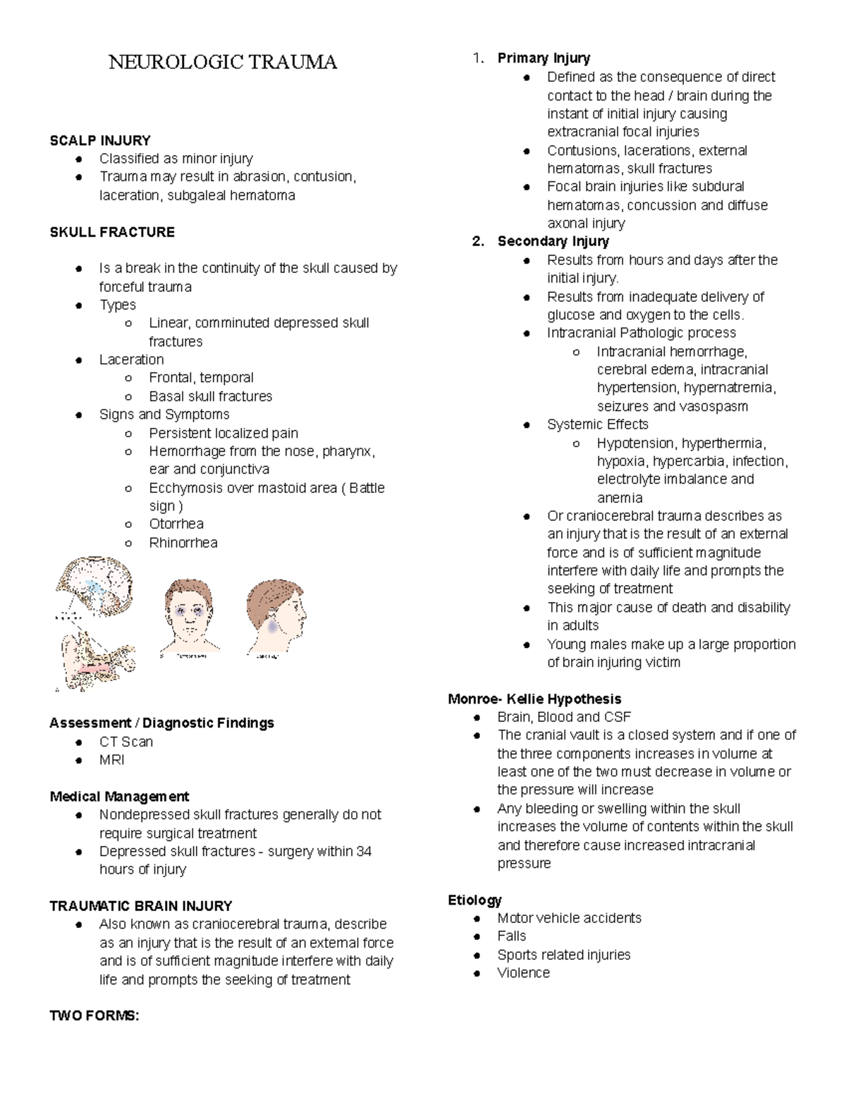 Percep- Finals - NEUROLOGIC TRAUMA SCALP INJURY Classified as minor ...