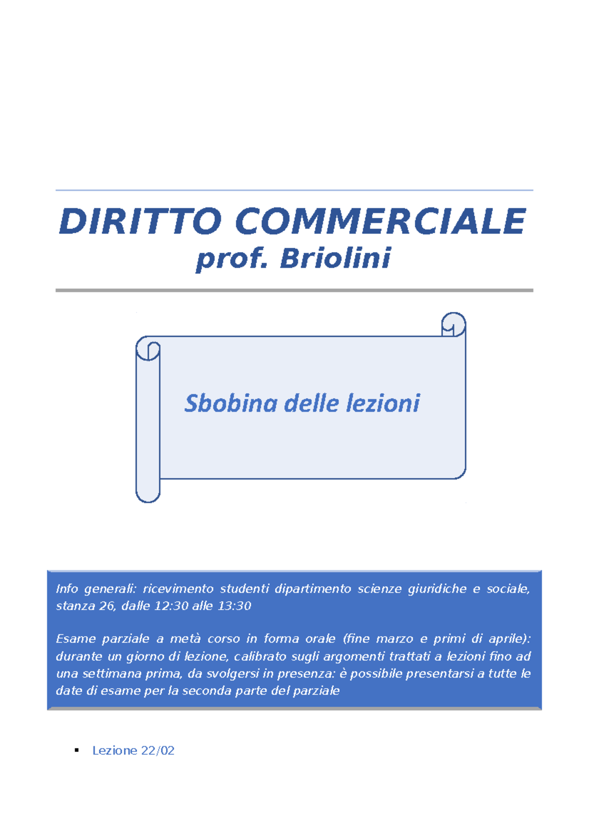 Sbobina Diritto Commerciale - DIRITTO COMMERCIALE Prof. Briolini ...