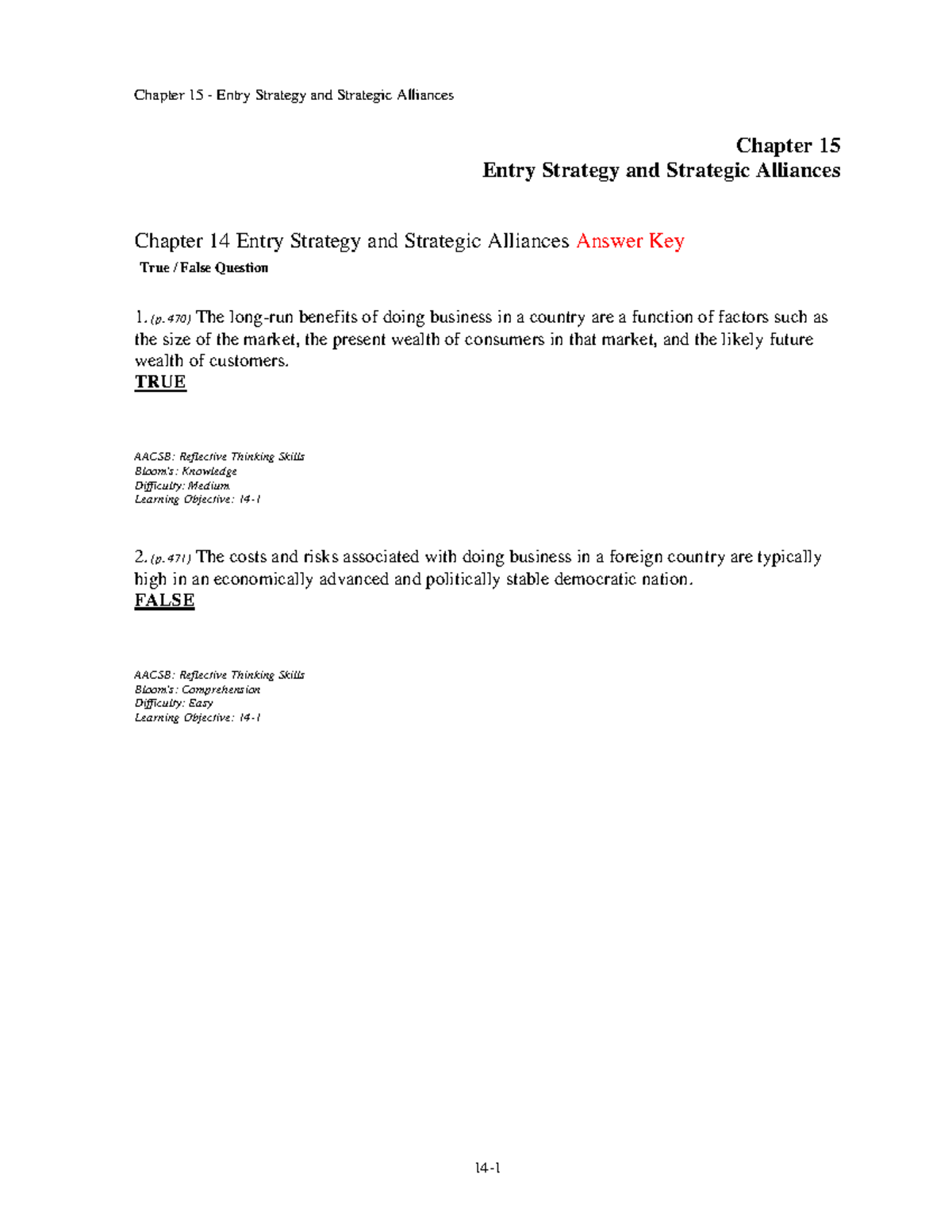 TB-Global-Ch15 - Test bank for you as a quize - Chapter 15 Entry ...