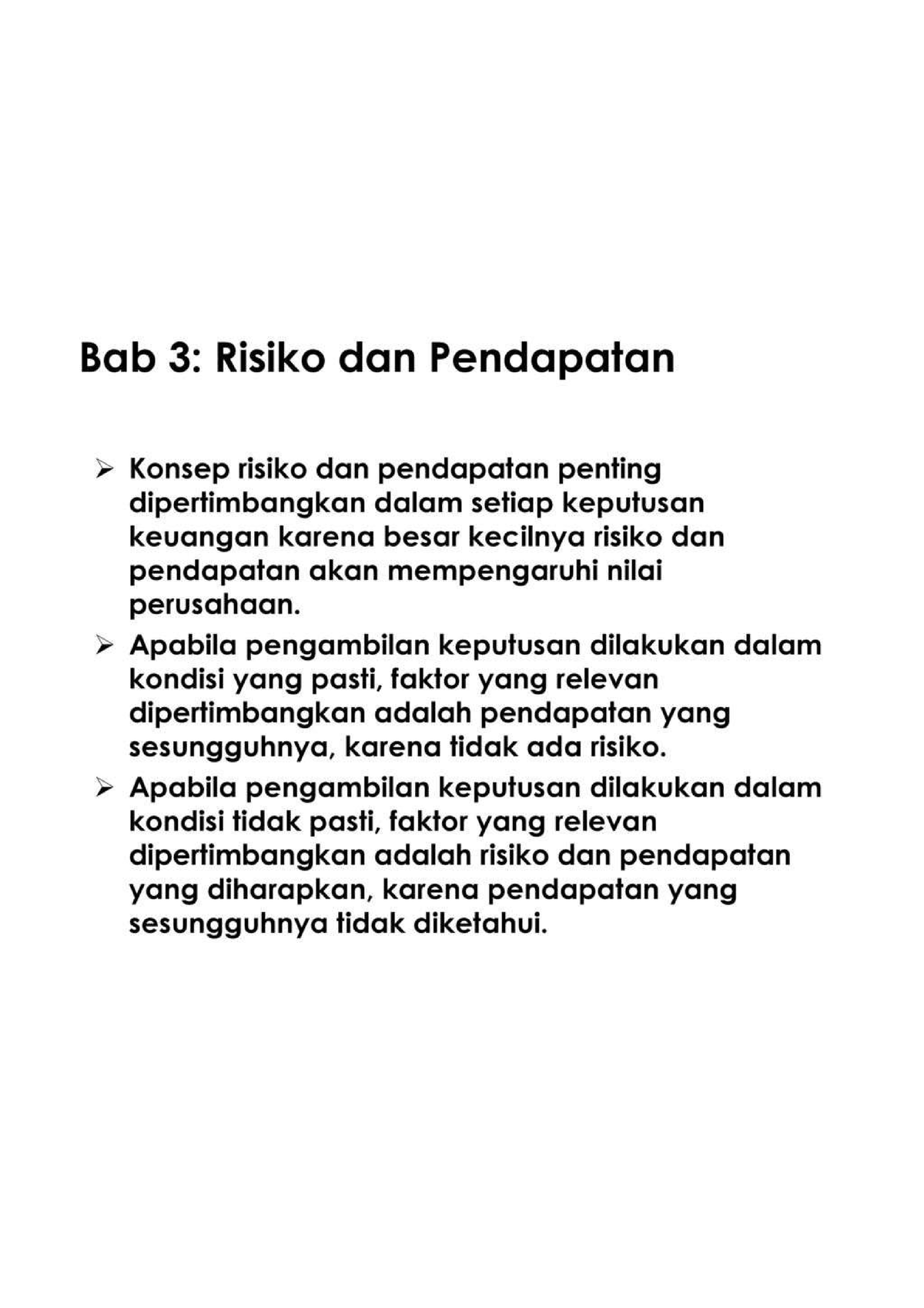 Bab III Risiko Dan Pendapatan - Accounting - Studocu