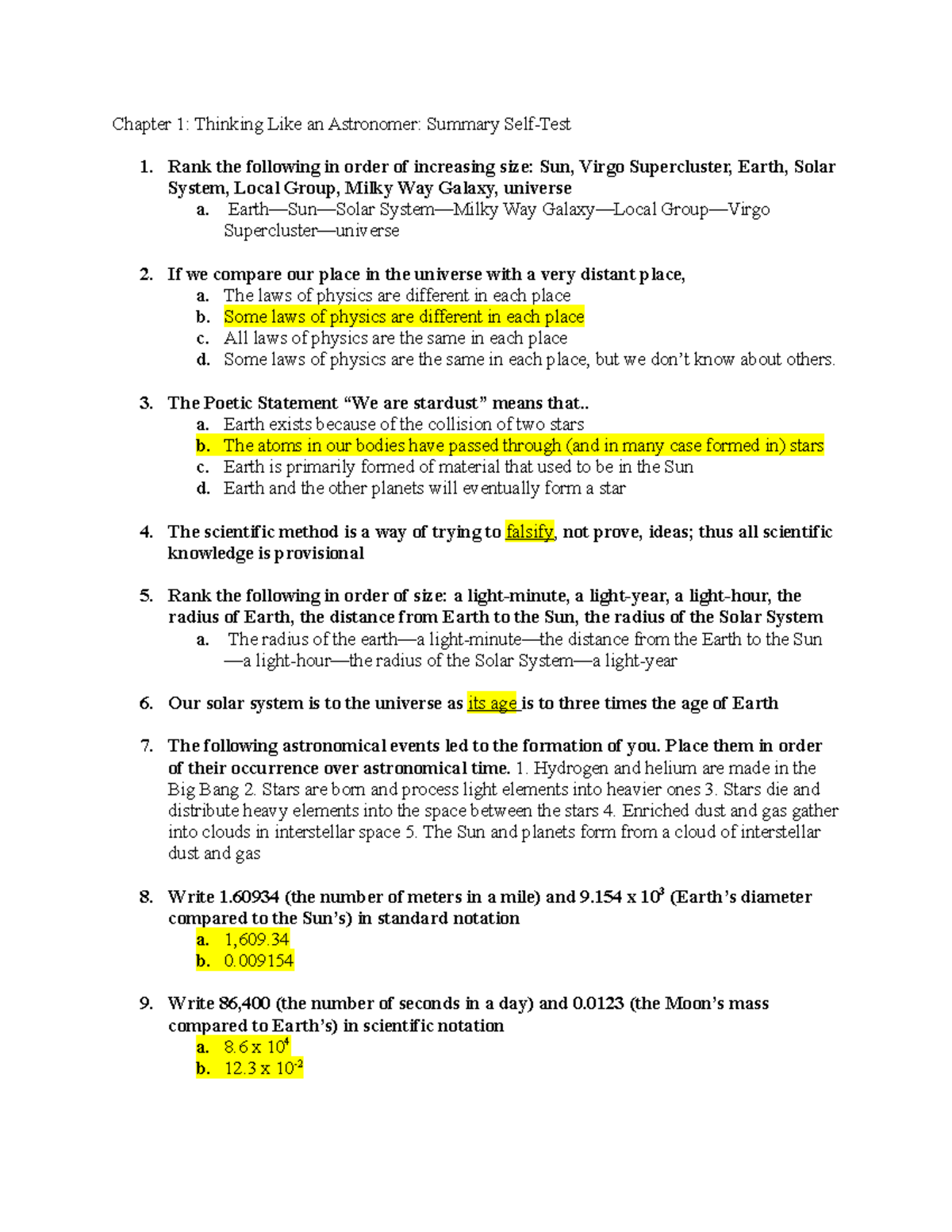 Ch 1 Astronomy Summary Self Test Phy 1455 Studocu