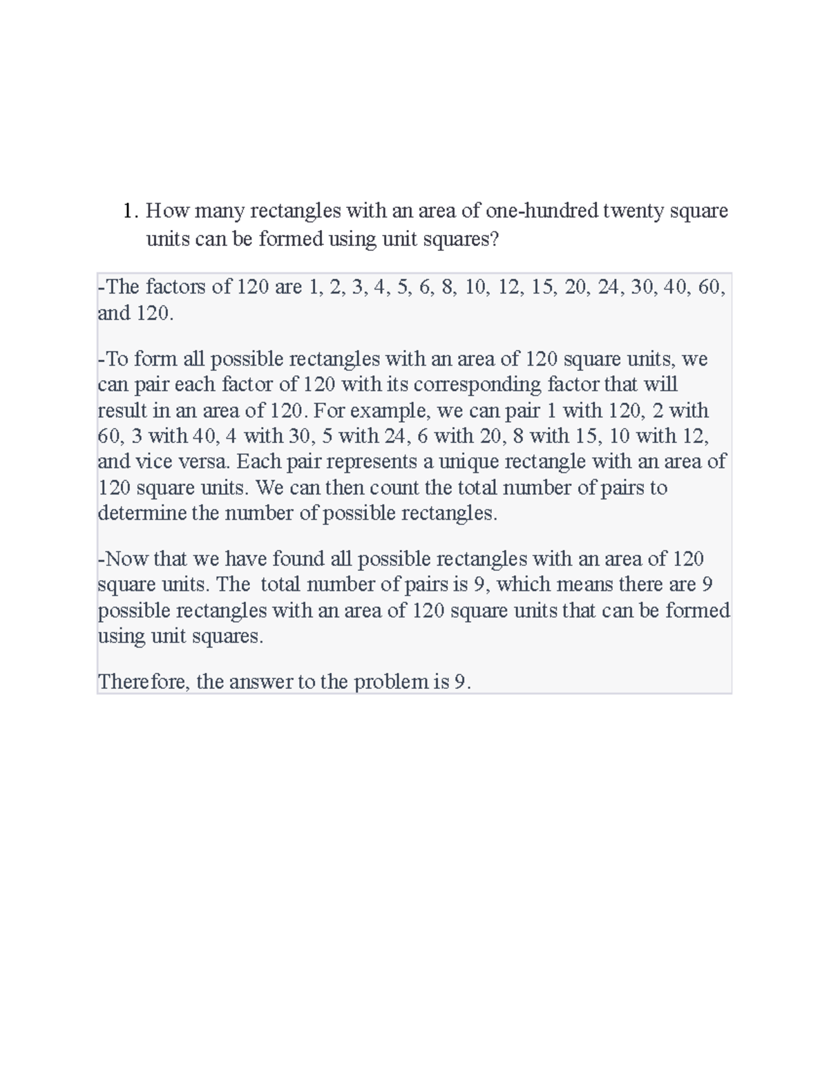 Task Performance - SSSS - How many rectangles with an area of one ...