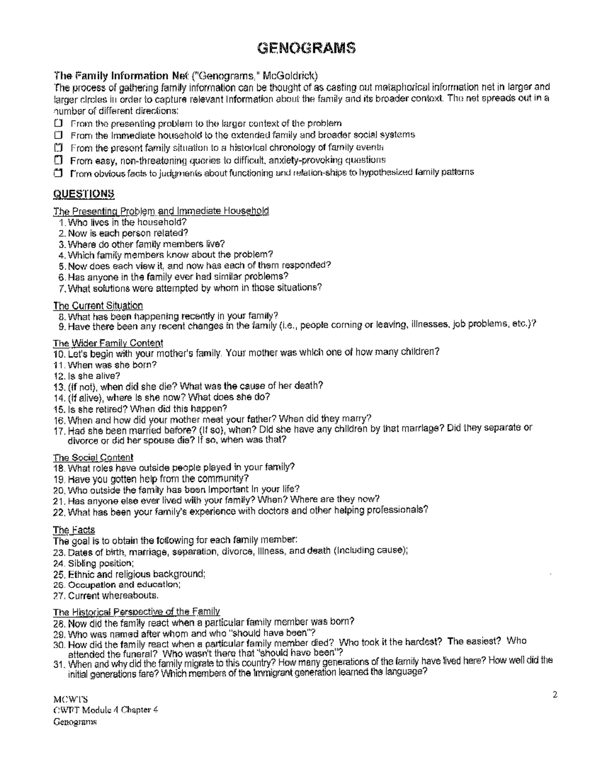 Genograms - handouts - SOC-WK 5532 - Studocu