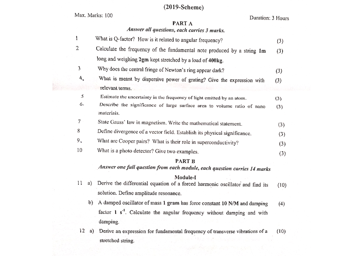 Physics A previous year university questions - Engineering Physics A ...