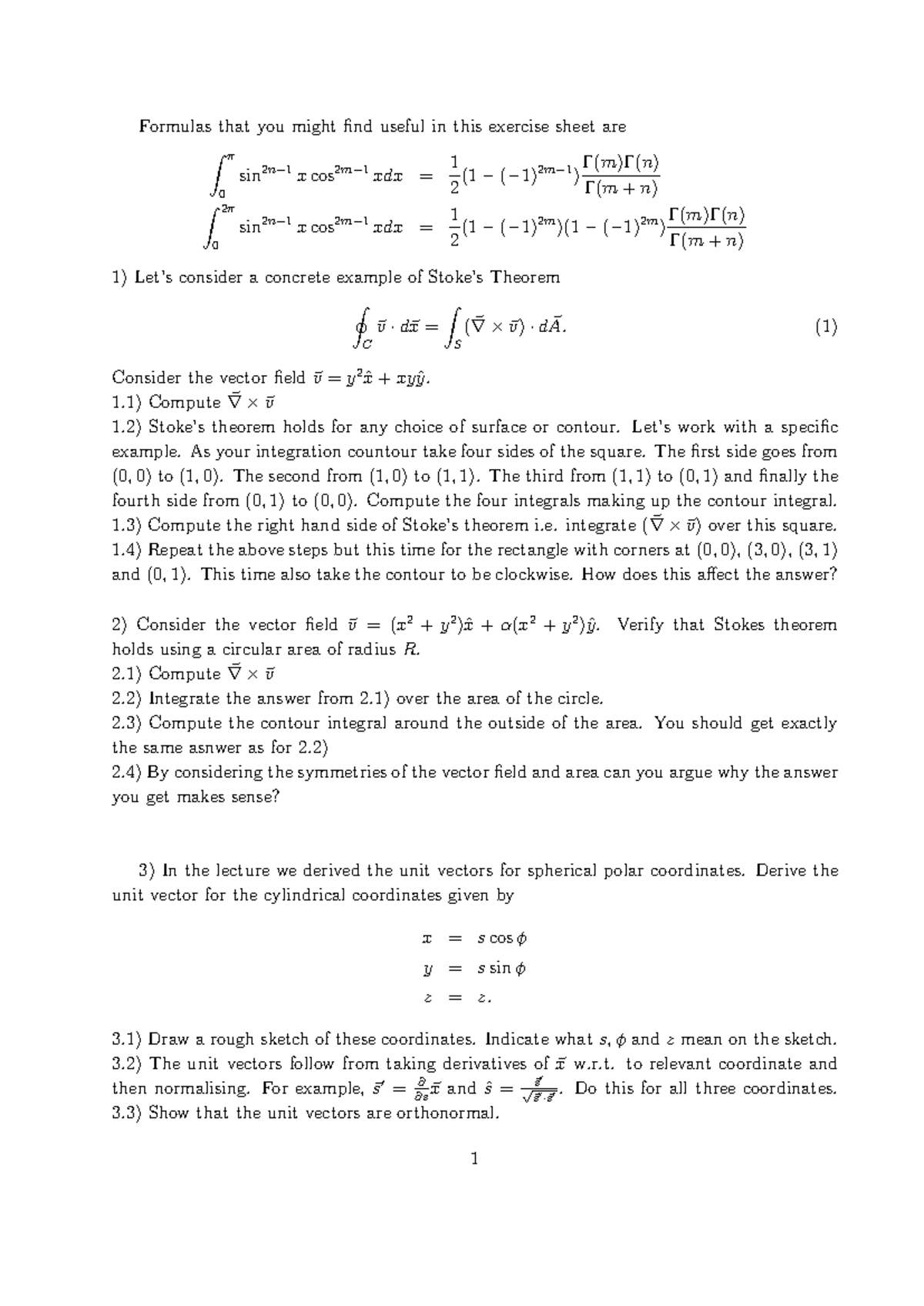 Week1Thu Exercises - problems - Formulas that you might find useful in ...