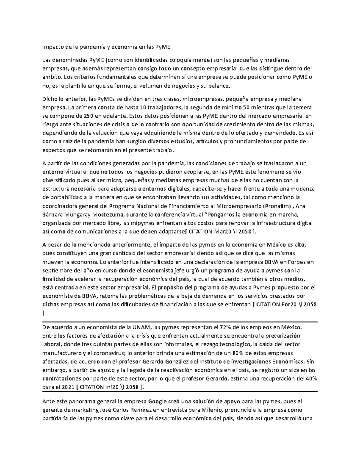 Impacto de la pandemia y economía en las Py ME - Impacto de la pandemia ...