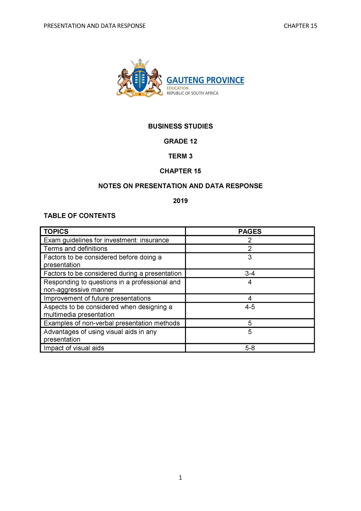 presentation of business information grade 12