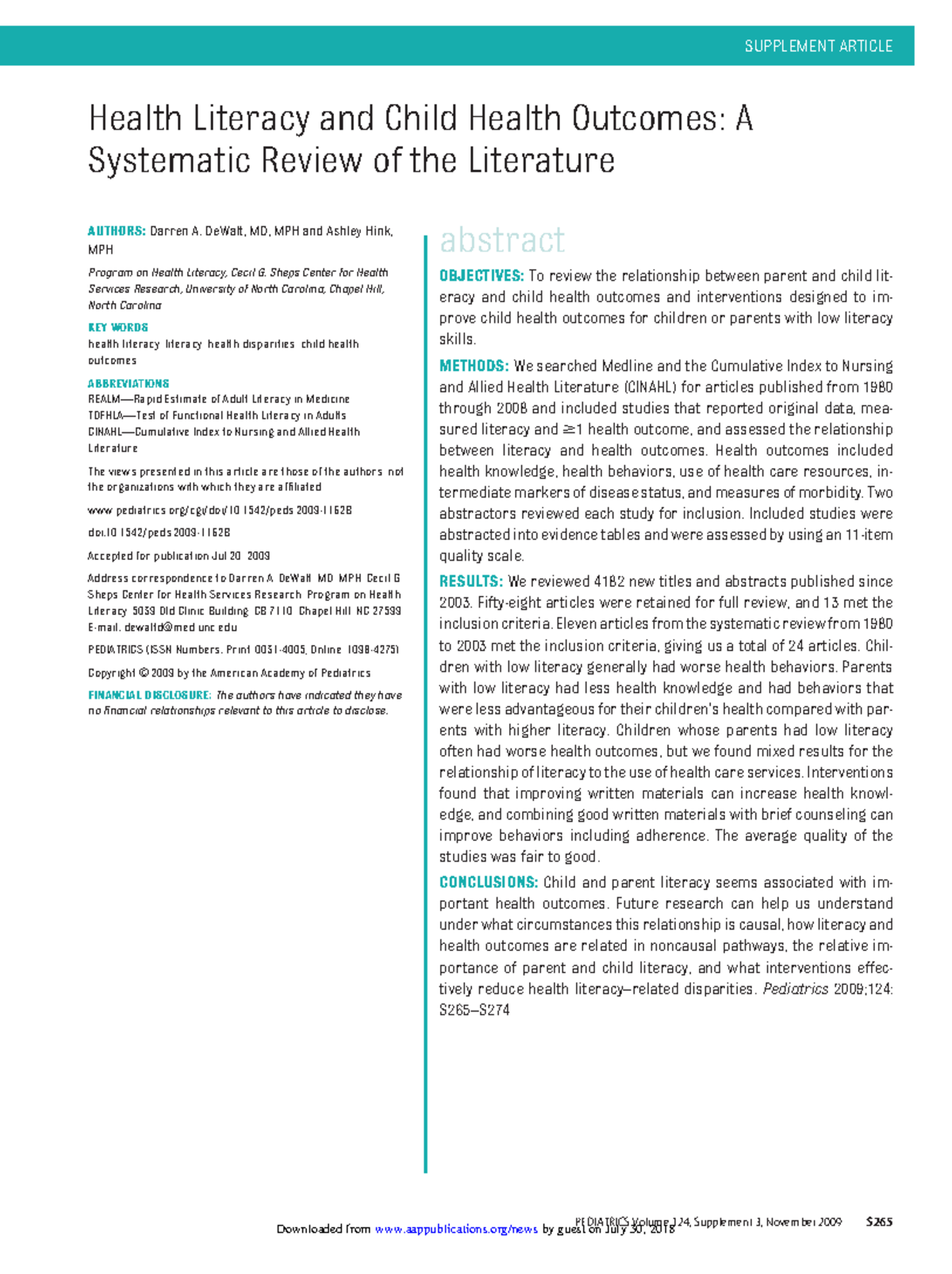 Children and parents health literacy - Health Literacy and Child Health ...