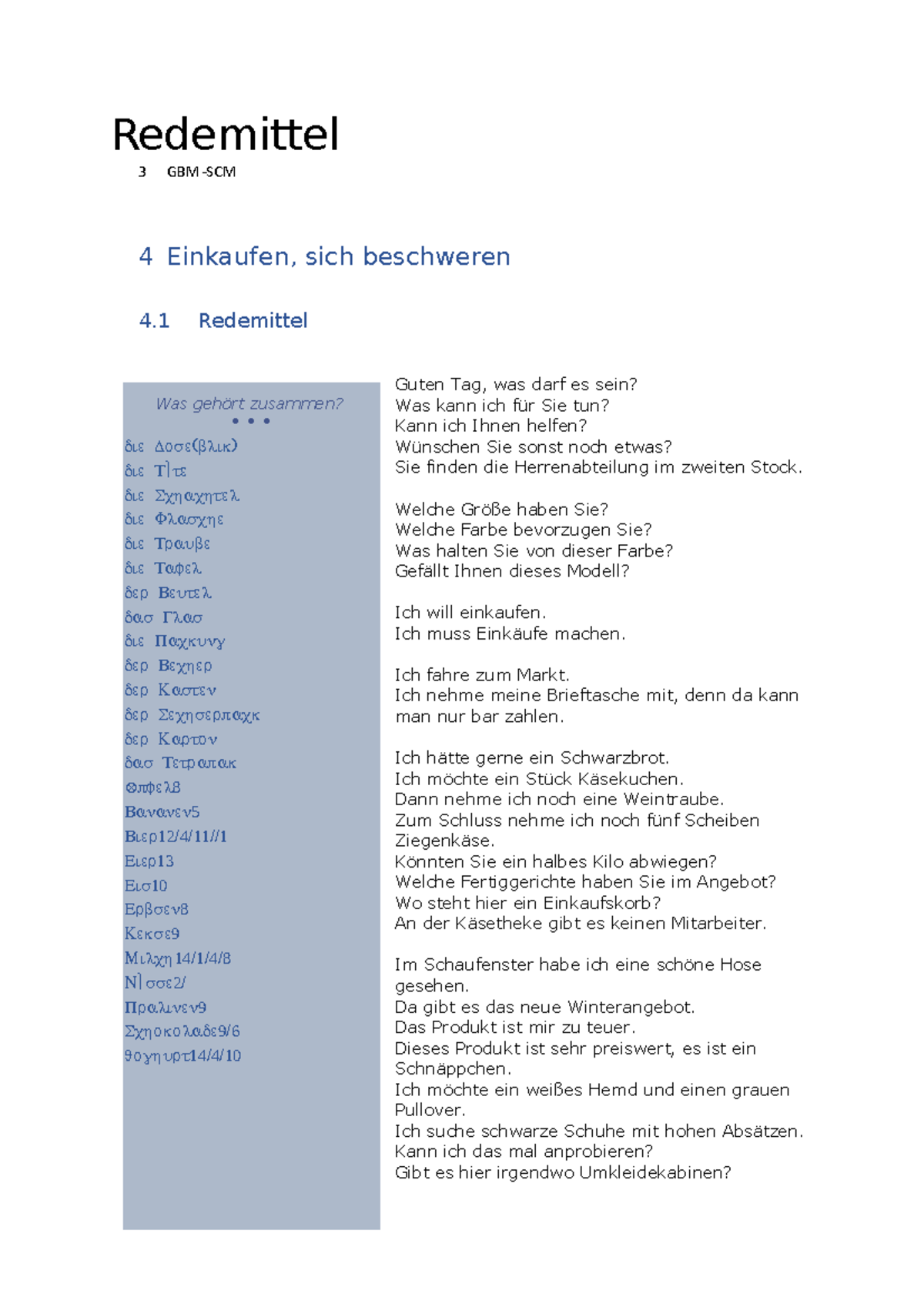 2022-2023 Redemittel - Einkaufen - Was Gehört Zusammen? Die Dose(blik ...