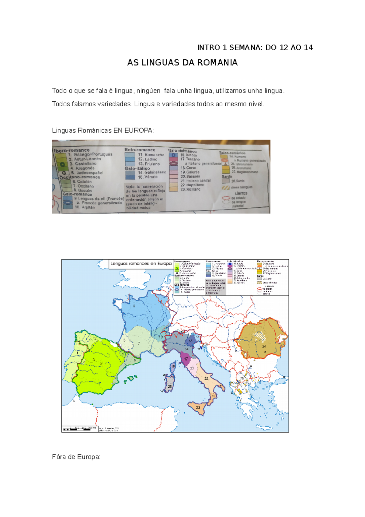 Intro. As linguas da Romania - INTRO 1 SEMANA: DO 12 AO 14 AS LINGUAS ...