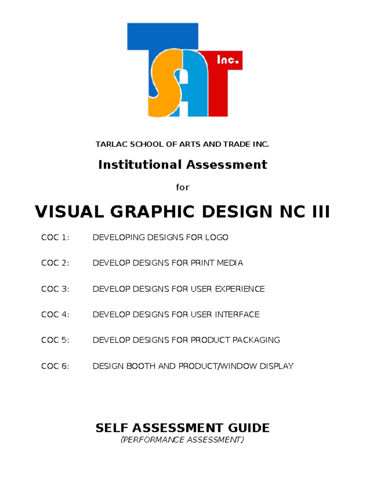 VGD SAG - Self Assessment Guide for Visual Graphic Design NC III ...