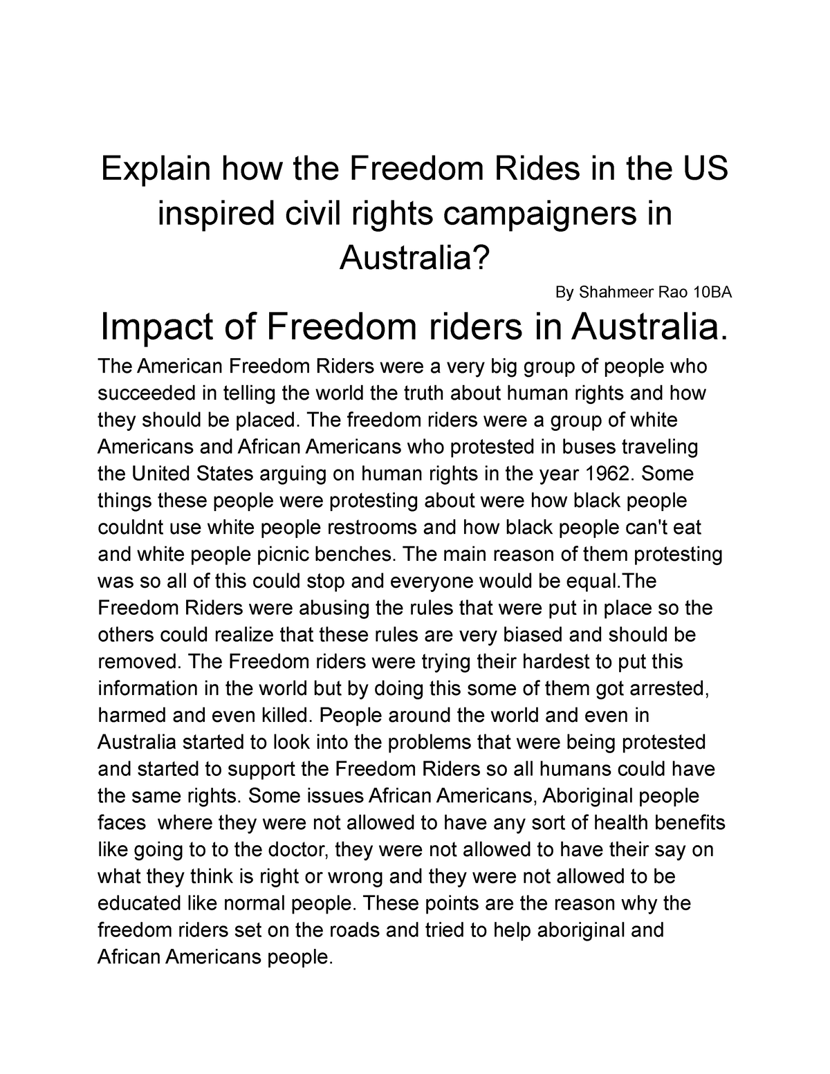 freedom ride essay