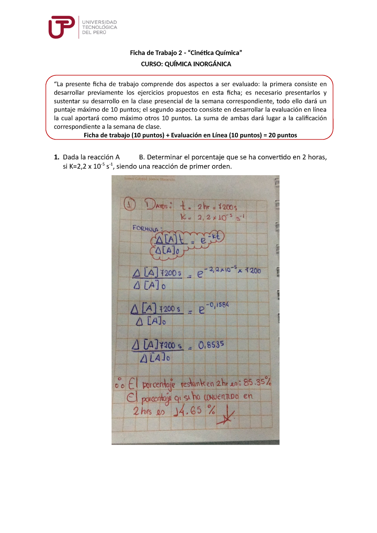 U2 S2.Ficha De Trabajo 2 - Cinetica Quimica - Ficha De Trabajo 2 ...