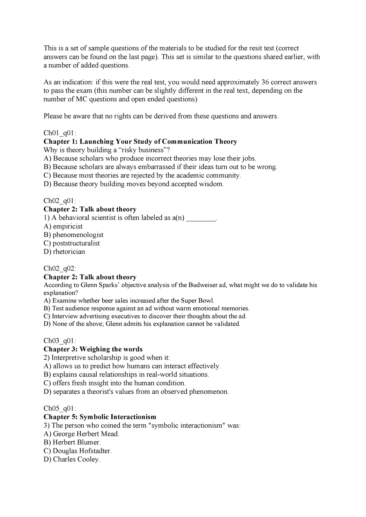 Sample questions FOR ICS Resit total 2020 - This is a set of sample ...