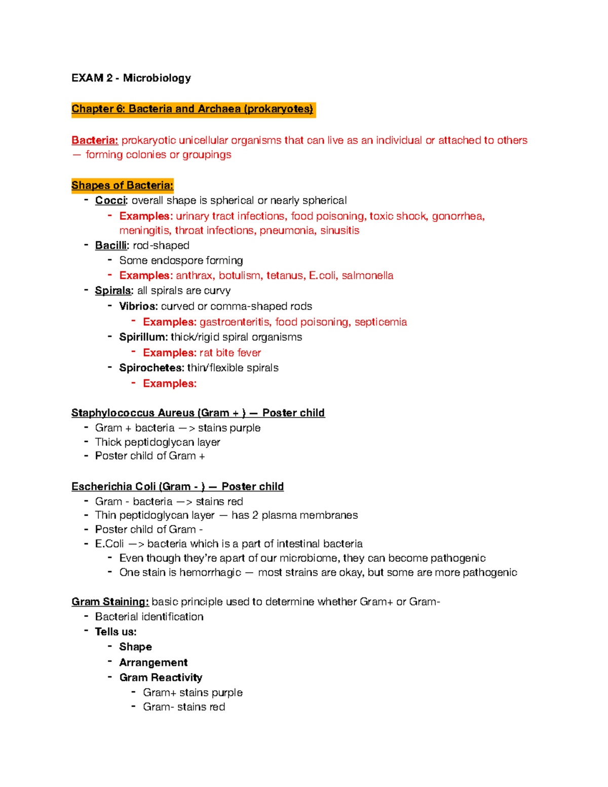 EXAM 2 - Microbio Notes - EXAM 2 - Microbiology Chapter 6: Bacteria and ...