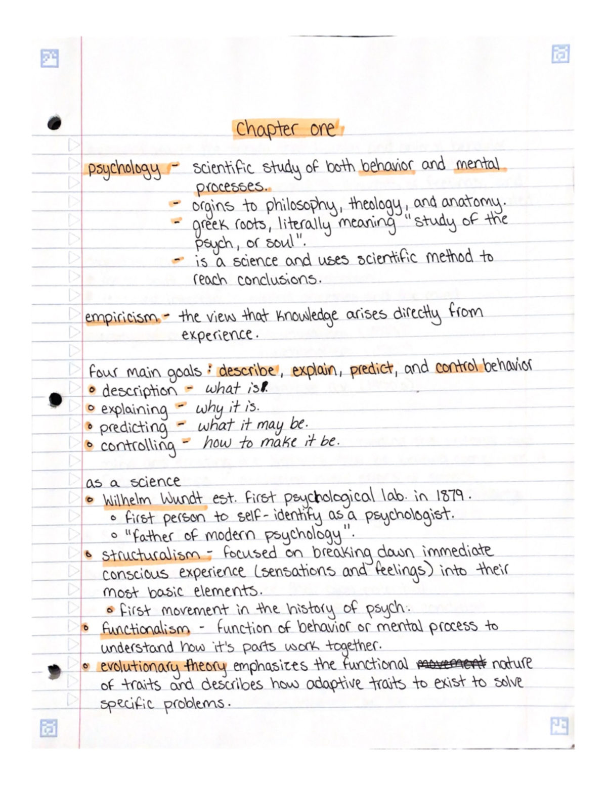 PSY 1113 Chapter One Notes - PSY 1113 - Studocu