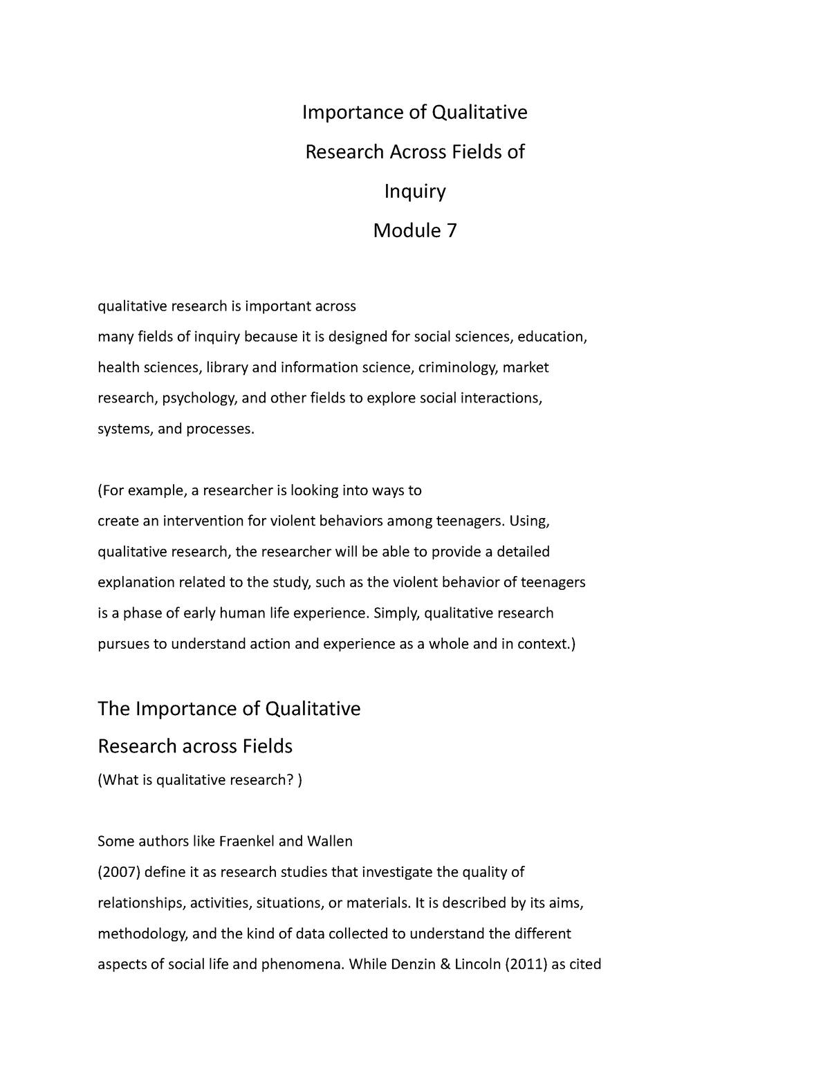 essay about importance of qualitative research