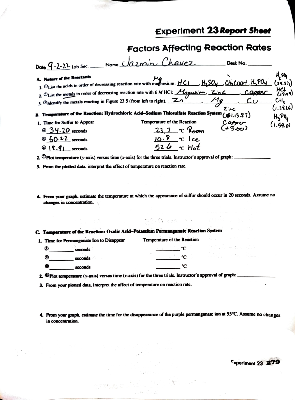 experiment 23 report sheet