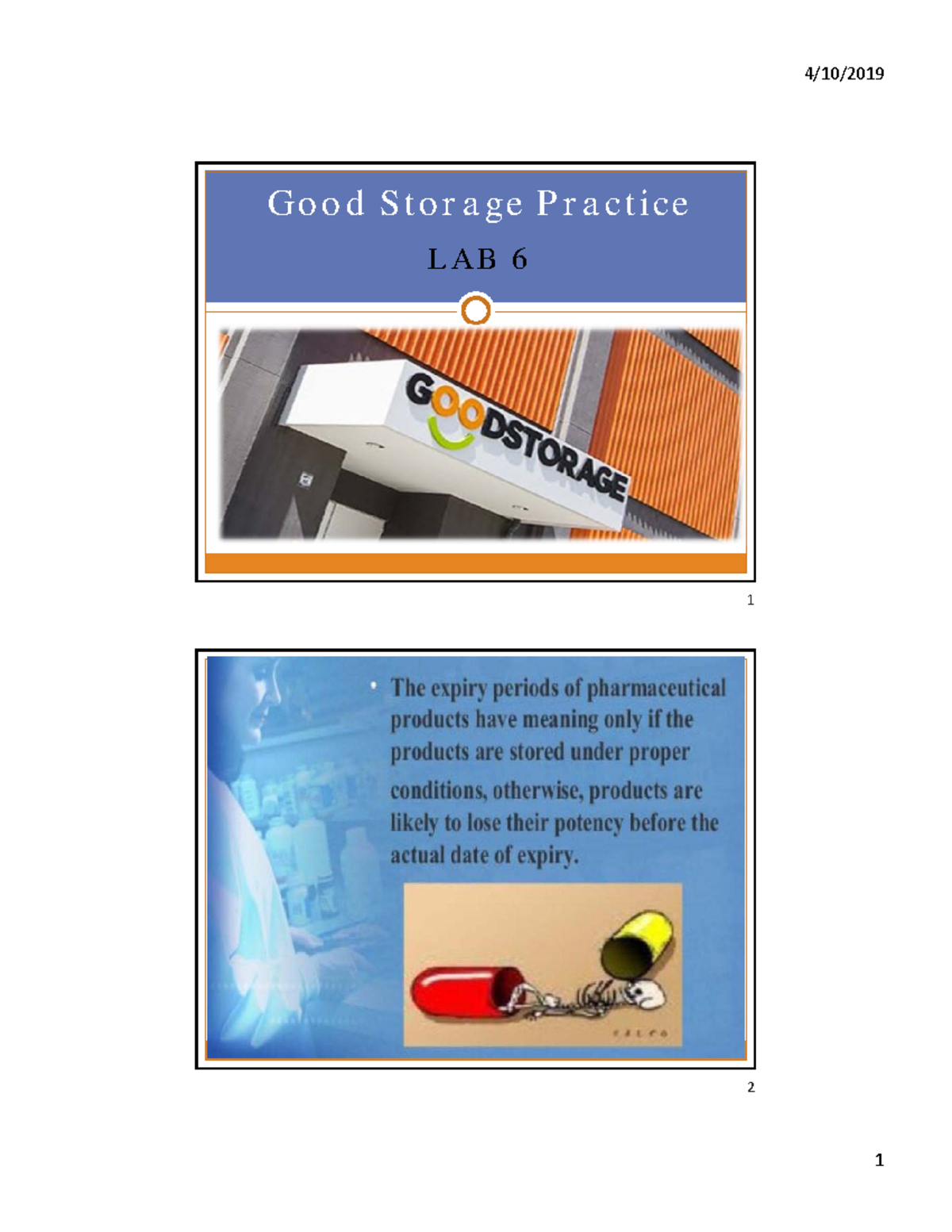 Good storage pracctice lab 6 - LAB 6 Go o d Sto rage Practice 1 2 *Main ...