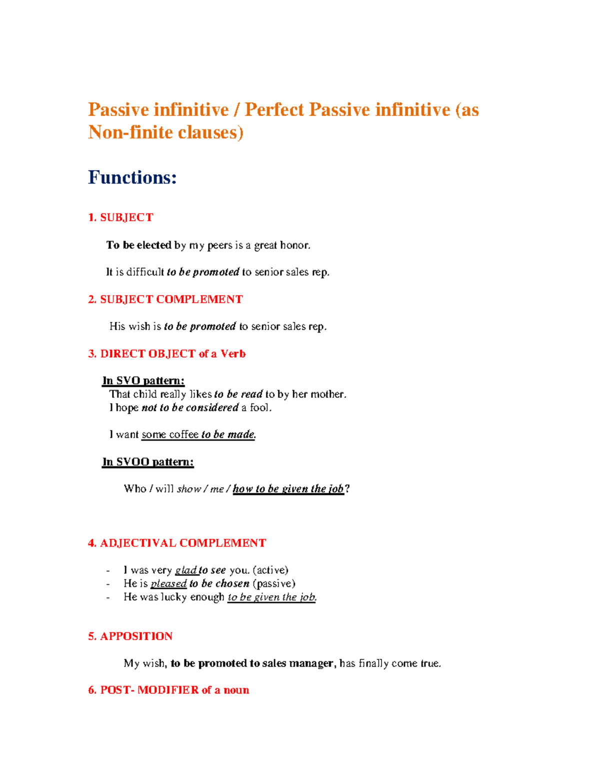 Passive Infinitive Passive Gerund Passive Participle 2 Passive Infinitive Perfect Passive