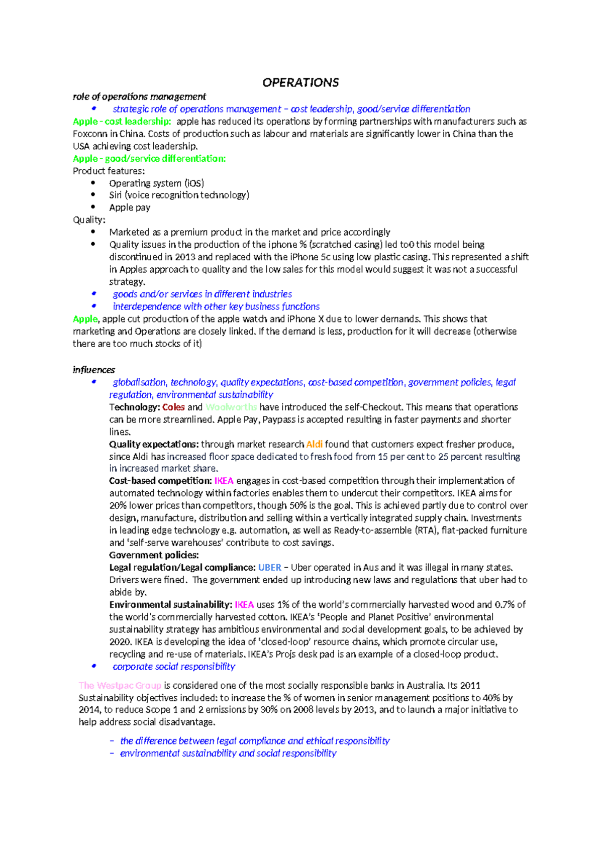 Case studies - CASE STUDY - OPERATIONS role of operations management ...