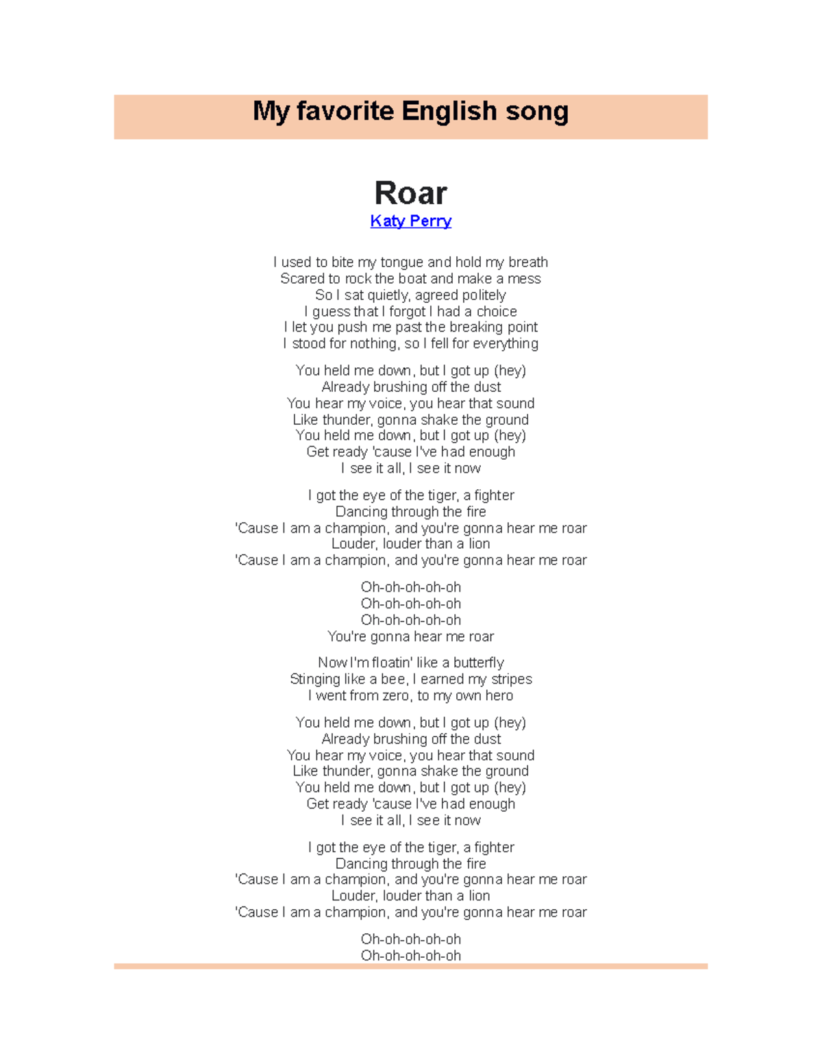 Roar - song and lyrics by OWV