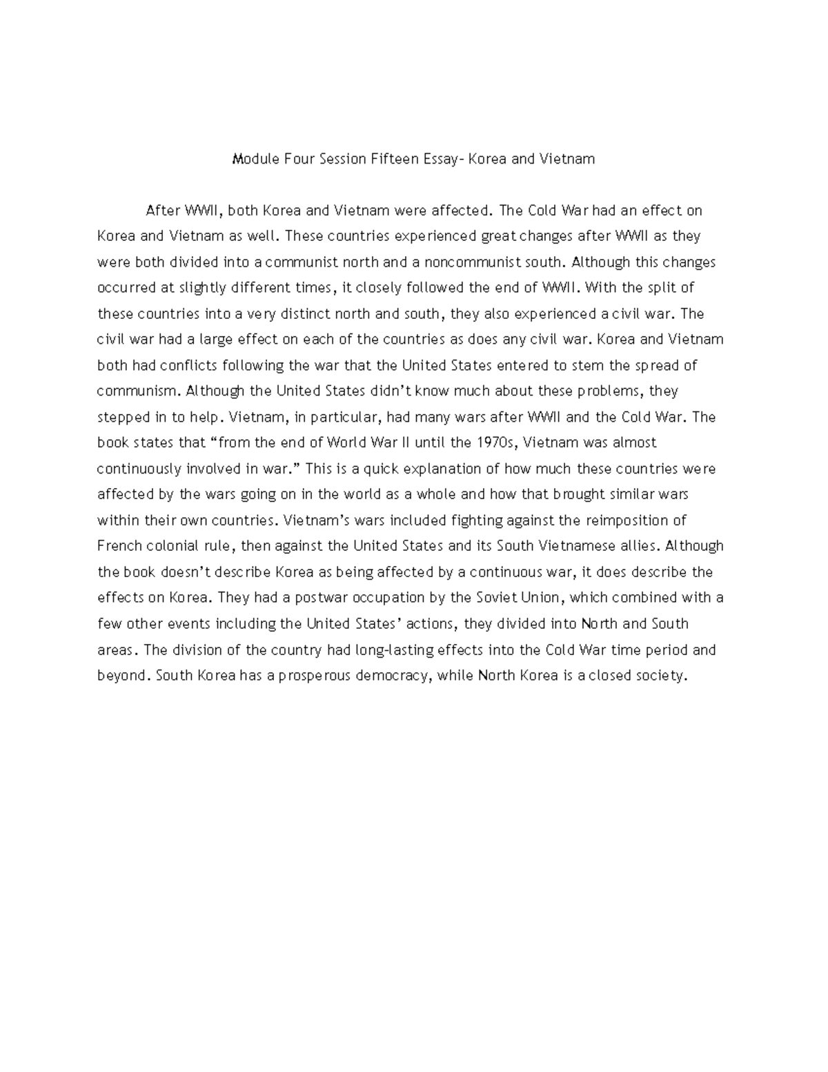 hist module four session fifteen essay korea and vietnam hist module four session fifteen essay korea and vietnam world history since hist world history since studocu