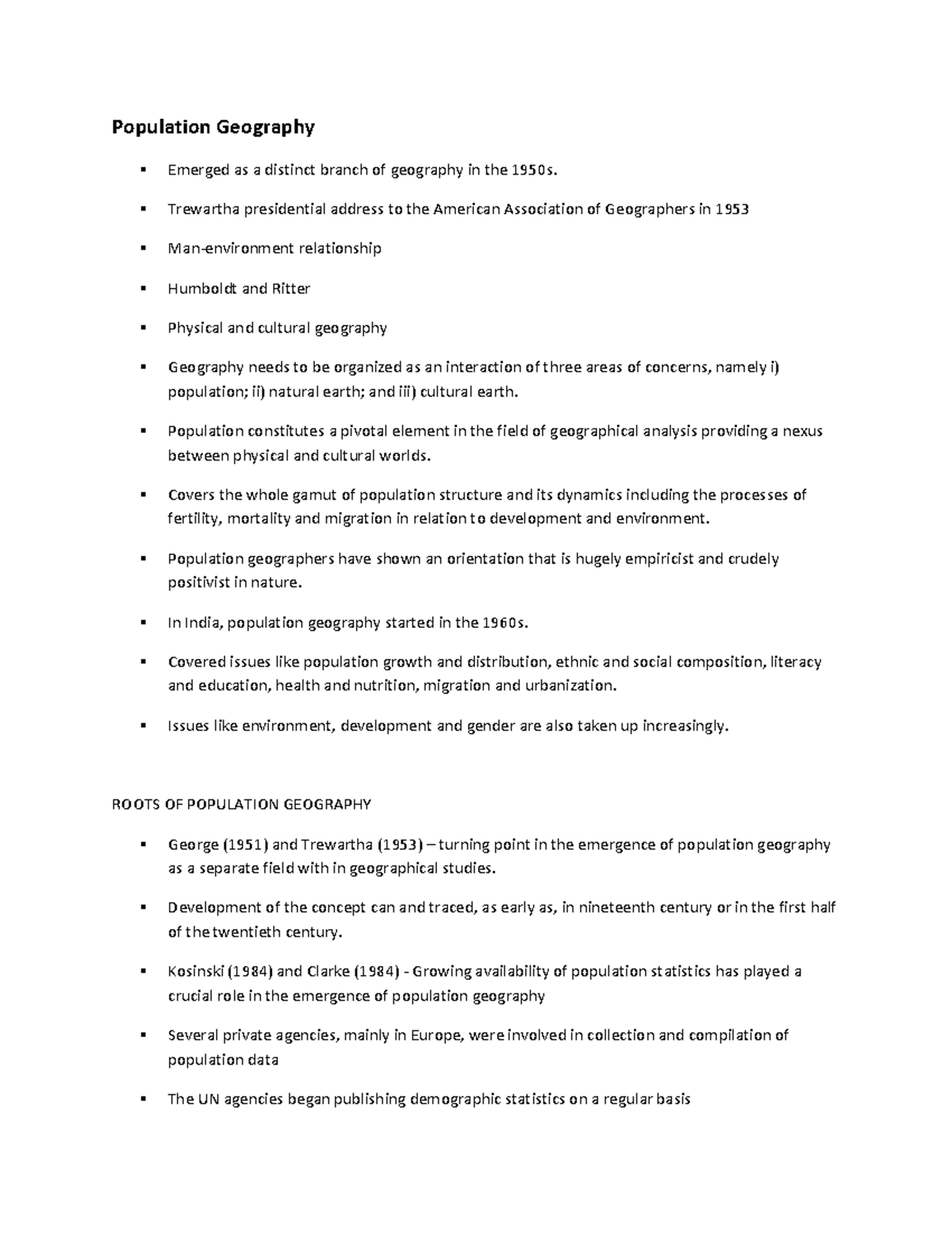 Population Geography - Unit 1 DU Geoeography Hons - Population ...